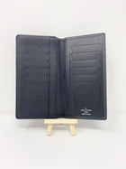 LOUIS VUITTON BLACK TAIGA LEATHER LONG WALLET