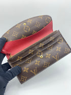 LOUIS VUITTON BROWN MONOGRAM RED TRIM EMILIE WALLET