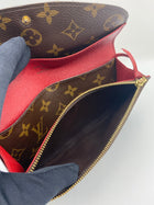 LOUIS VUITTON BROWN MONOGRAM RED TRIM EMILIE WALLET