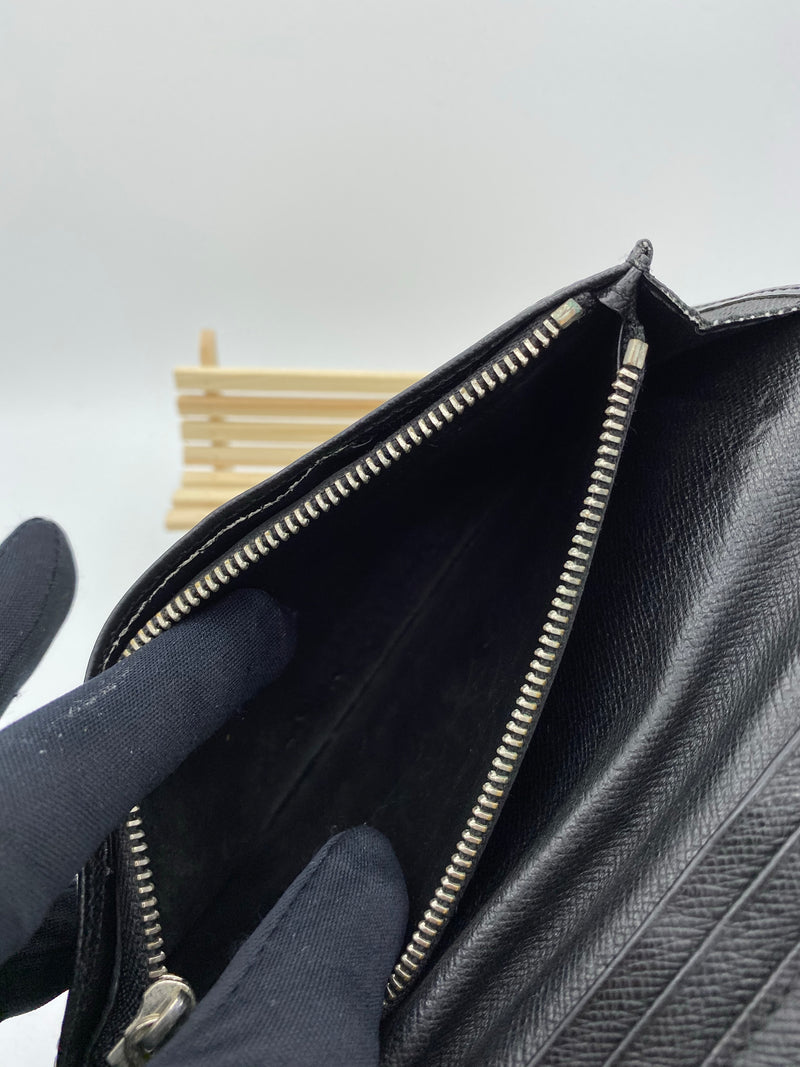 LOUIS VUITTON BLACK EPI LEATHER BRAZZA LONG WALLET