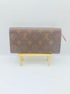 LOUIS VUITTON BROWN MONOGRAM RED TRIM EMILIE WALLET